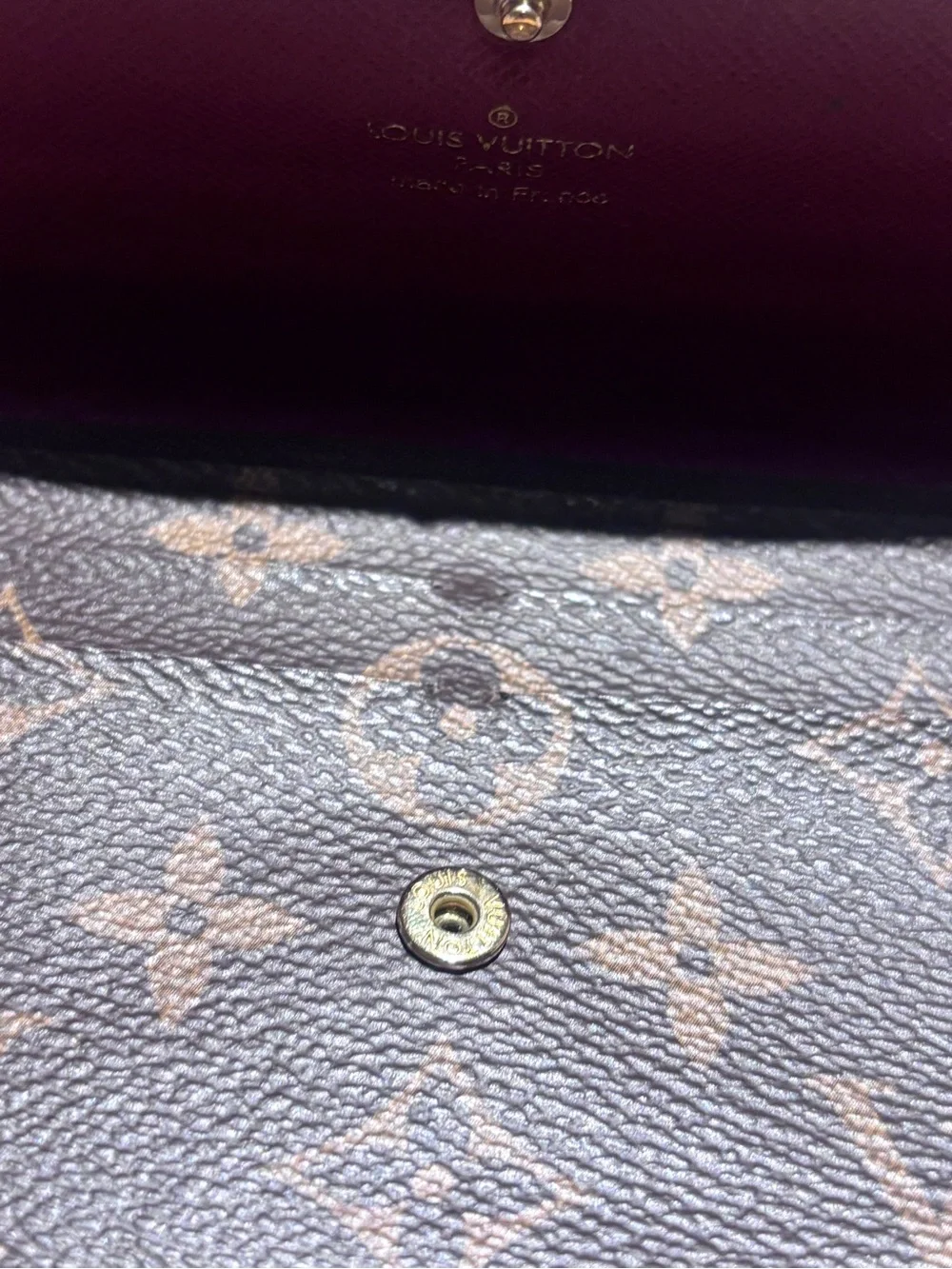 Louis Vuitton Emily Monogram Canvas Brown Flap Wallet Fuchsia